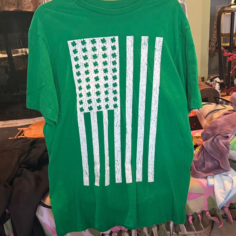 Green Kids Shirt with Flag Design